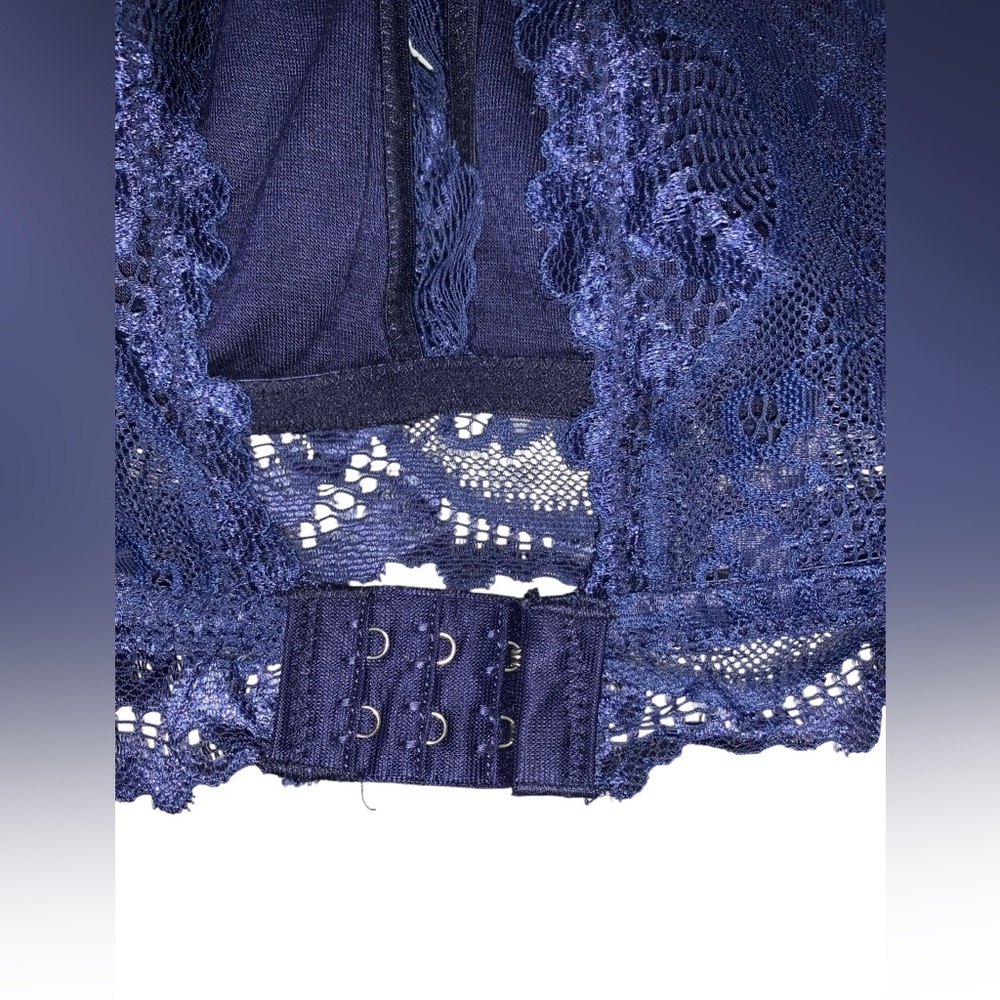 Shekini Halter Lace Bra with Padding Blue Size L - Picture 5 of 8